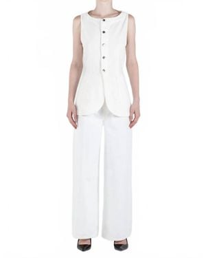 eTica Jay Long Denim Vest - White