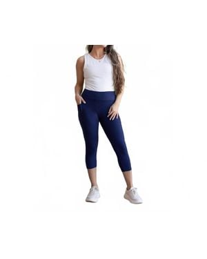 Julia Rose Nova With Pocket Capri Leggings - Blue