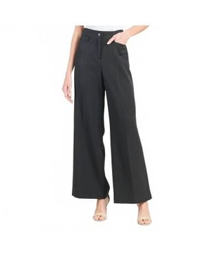 Clara Sunwoo Woven Twill-Zip Closure Wide Leg Pocket Trouser - Black