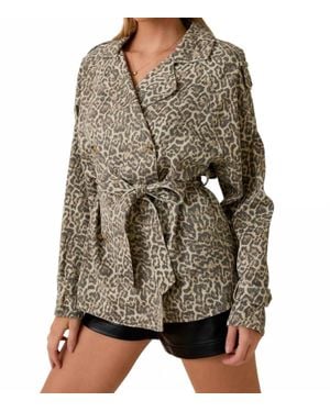 Sunday Edition Leopard Printed Double Breasted Short Trench Coat - Multicolor