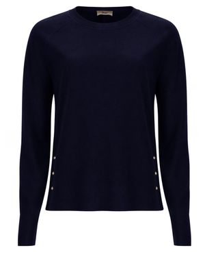 Herno Knit T-Shirt With Side Buttons - Blue