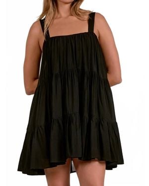 Elan Jodi Tiered Woven Mini Dress - Black