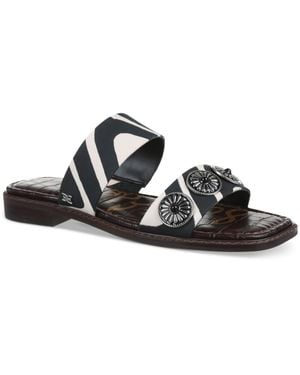 Sam Edelman Hera Zebra Print Open Toe Slide Sandals - Black