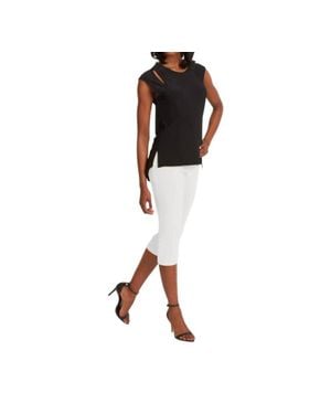 FRANK LYMAN Silky Jersey Knit Pull On Capris Pants - Black