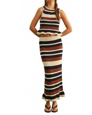 Nylander Jacinta Color Blocked Ruffle Hem Knit Skirt - Multicolor