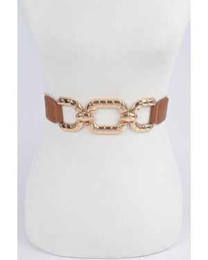 Fashnzfab Trendy Metal Buckle Elastic Belt - Metallic
