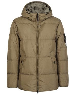 Stone Island Rds Quilted Hooded Down Jacket - Green