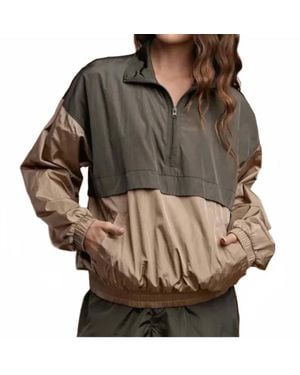 Rae Mode Piper Half Zip Parachute Pullover Jacket - Brown