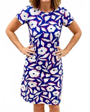 Capelton Road Crewneck Short Sleeve Shirt Dress - Blue