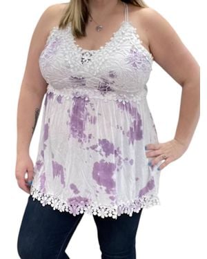 White Birch Lace Crochet Cloud Cami Tank Top - White