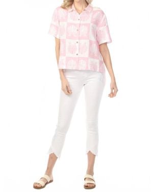 Charlie b Cropped Embroidered Fringe Tulip Hem Jeans - Pink