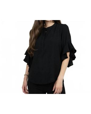 Ivy Jane Flutter Sleeve Top - Black