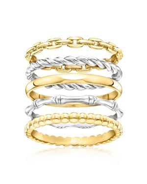 Ross-Simons Sterling And 18Kt Over Sterling Jewelry Set: 5 Stackable Rings - Metallic