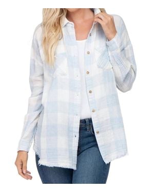 lime + chili Cotton Gauze Checkered Shirt - White