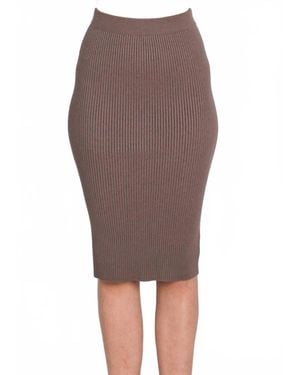 Be Cool Ribbed Knit Sweater Skirt - Brown