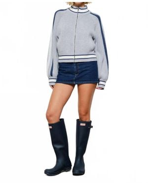 Pretty Garbage Starstruck Knit Zip Up Cardigan - Blue