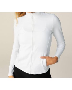 Beyond Yoga On The Go Mock Neck Jacket - White