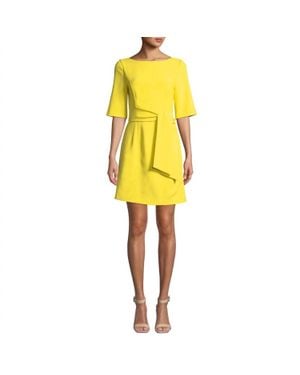 Alice + Olivia Pre-Loved Virgil Boat Neck Belted Dress - Yellow