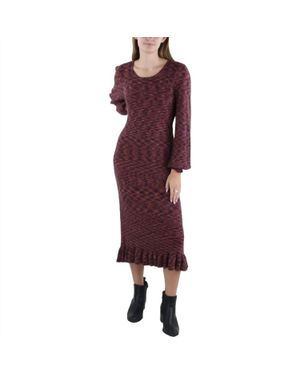 CRYSTAL KOBE Space Dye Midi Sweater Dress - Red