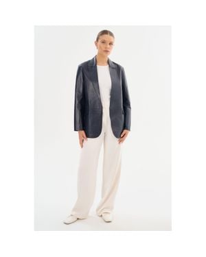 Lamarque Quirina Leather Blazer - Blue