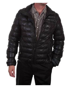 Scully Ribbed Leather Jacket - Black