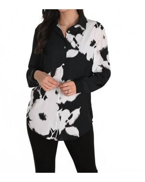 FRANK LYMAN Farin Floral Long-Sleeve Sequin Tunic - Black