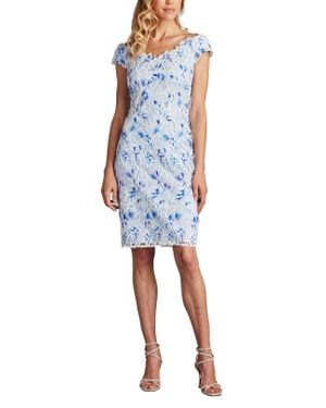 Tadashi Shoji Arid 3D Floral Embroidered Dress - Blue