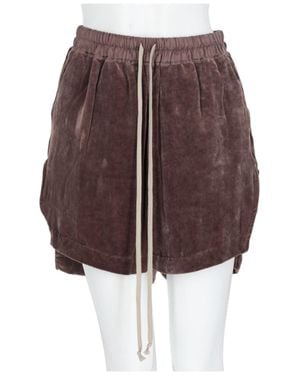 Rick Owens Velvet-Textured Viscose-Blend Shorts - Brown