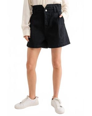 Aaron & Amber Kiera High Waist Denim Shorts - Black