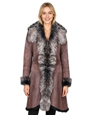 Infinity Leather Toscana Sheep Suede Leather Trench Coat- Celeste - Brown