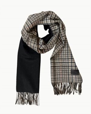 Vince Cashmere Herringbone Plaid Solid Scarf - Gray