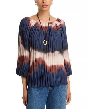 Bella Dahl Pleated Three Quarter Sleeve Blouse - Blue