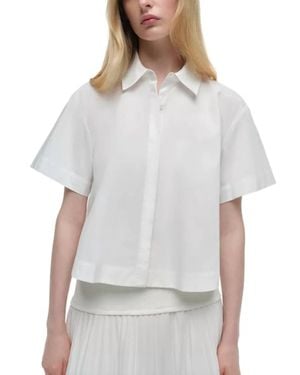 Jonathan Simkhai Bernie Short Sleeve Pleated Shirt - Gray