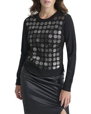 DKNY Handsewn Sequin Sweater - Black