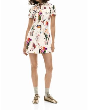 Desigual Short Collage Mini Dress - White