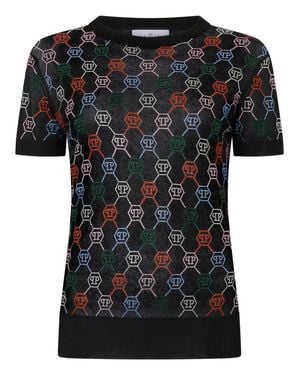 Philipp Plein Knitted Sexy Pure Fit T-Shirt Monogram - Black