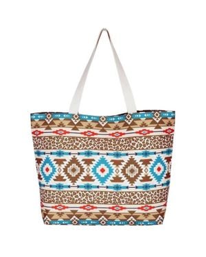 Judson & Co. Leopard And Aztec Print Canvas Tote Bag - Blue