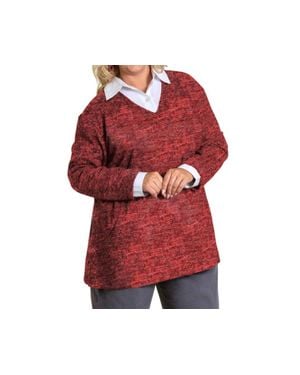 On The Plus Side Brushed Hacci Hampton Long Sleeve Tunic - Red