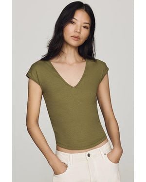 Maeve Betty V-Neck Baby Muscle Tee - Green