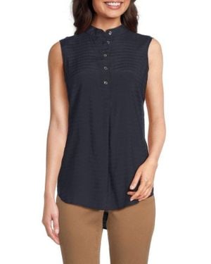 Tommy Hilfiger Shirt Top Midnight Band Collar Sleeveless Fts1105 - Blue