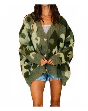 Bucketlist Driftwood Camo Cardigan - Green