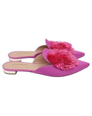 Aquazzura Powder Puff Pompom-Embellished Mules - Pink