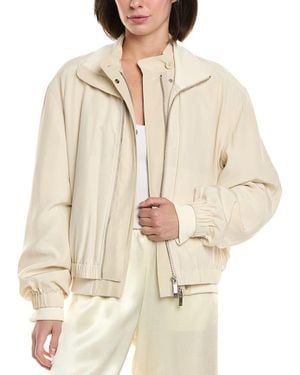 Helmut Lang Zip Silk Bomber Jacket - Natural