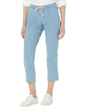 L.L. Bean L. L.Bean Lakewashed Chambray Pants Denim Ankle Tapered Leg Gbo1997 - Blue