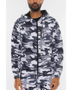TRUEDAMES Solid Heathered Zip Up Jacket - Blue