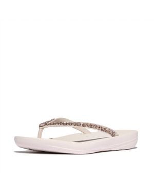 Fitflop Iqushion Multi-Crystal Ergonomic Flip-Flops - White