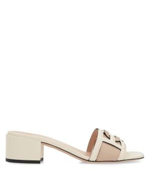 Bally Peoni B Chain Leather Sandals - Natural