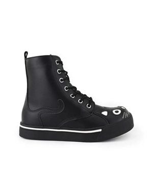 T.U.K. Kitty Faux Leather Combat Sneaker Boots - Black