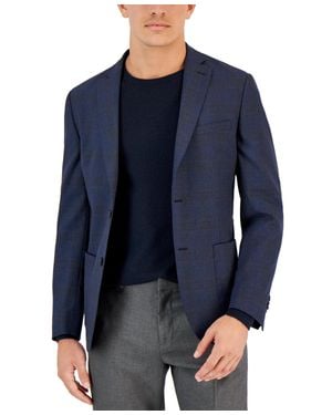 BarIII Slim Fit Windowpane Blazer - Blue