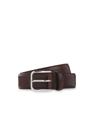 BOSS Leather Business Belt With Polished Buckle - Brown